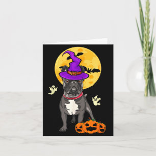 Cartão Cachorro de Fantasia de Bruxa de Halloween Bulldog