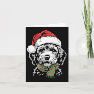 Cartão Cachorro de Goldendoodle Xmas Santa Hat Scarf Chri