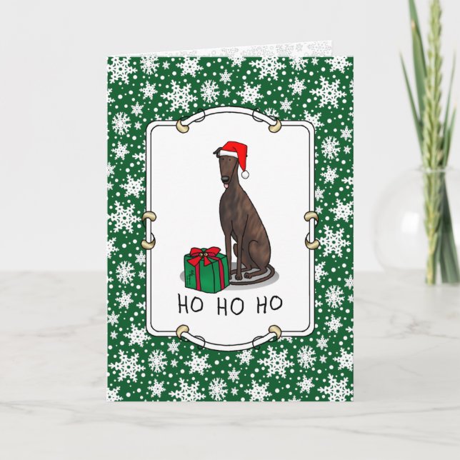 Cartão Cachorro de Greyhound (Bindle) de Natal (Frente)