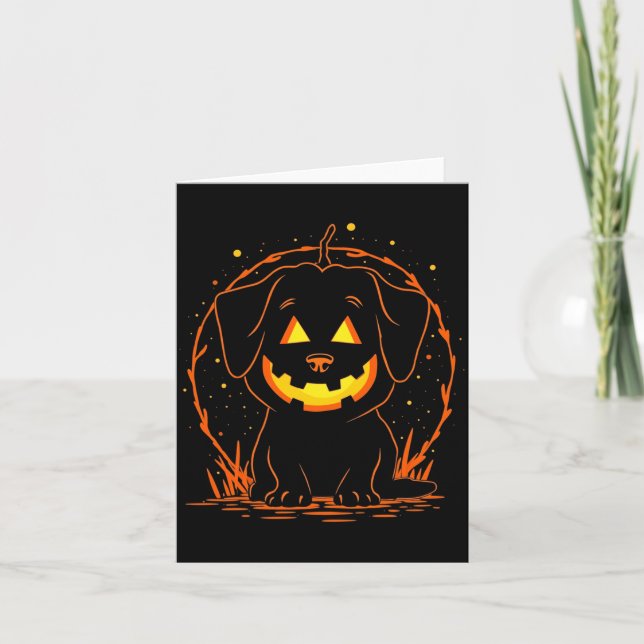 Cartão Cachorro de Halloween Abóbora Manga Longa (Frente)