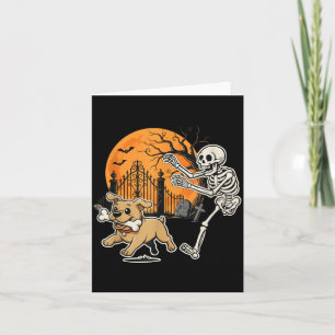 Cartão Cachorro de Halloween Esqueleto Engraçado Caçando