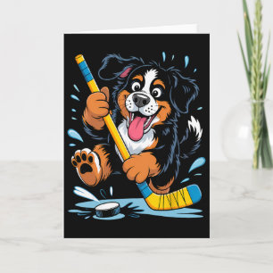 Cartão Cachorro de Hóquei Bernese Mountain Dog Diversão n