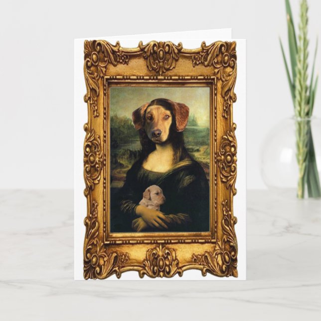 Cartão Cachorro de Mona Lisa - Golda Lisa - Retrato Famos (Frente)
