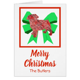 Cartão Cachorro de Natal bonito e Arco Verde