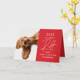 Cartão Cachorro de Natal engraçado ano em revisão ruff