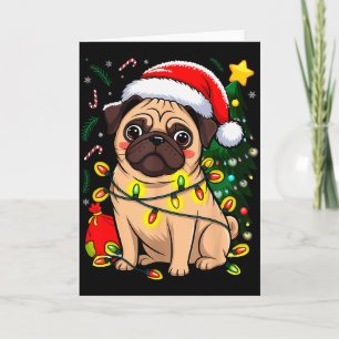 Cartão Cachorro de Natal Papai Noel Pug Cachorrinho Natal