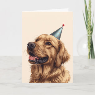 Cartão Cachorro de Ouro de Aniversário