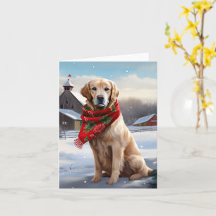 Cartão Cachorro de ouro no Natal da Neve