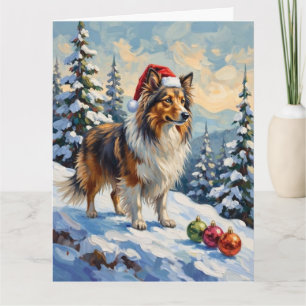 Cartão Cachorro de Pastoreio Shetland Adornos de Natal Ch