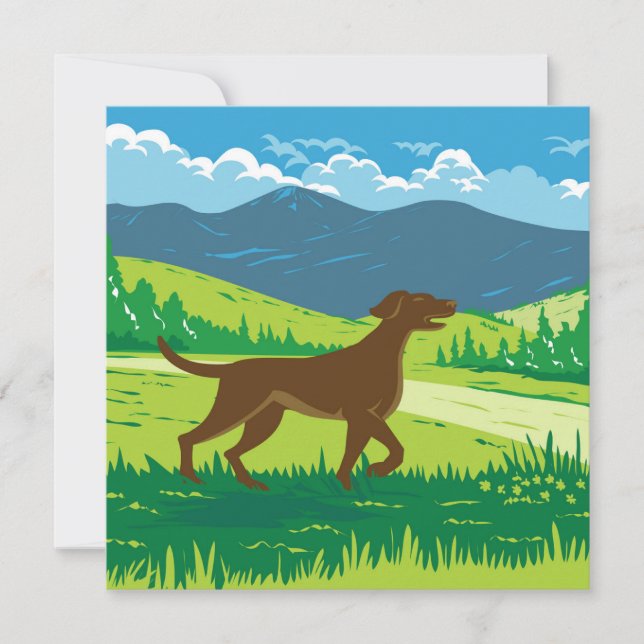 Cartão Cachorro de Ponteiro Inglês com Monte Redfield no  (Frente)