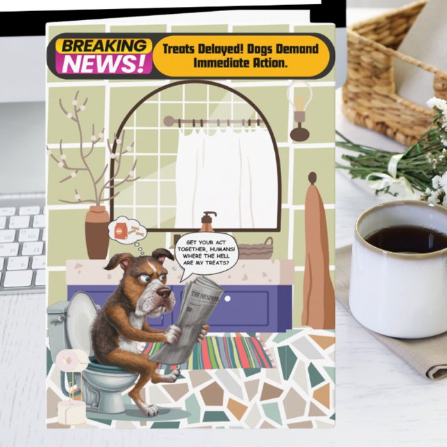 Cartão Cachorro Dessatisfeito Sentado No Banheiro Sente-S (Criador carregado)