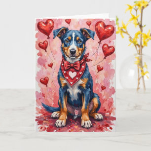 Cartão Cachorro do Dia dos Namorados Blue Heeler com Cora