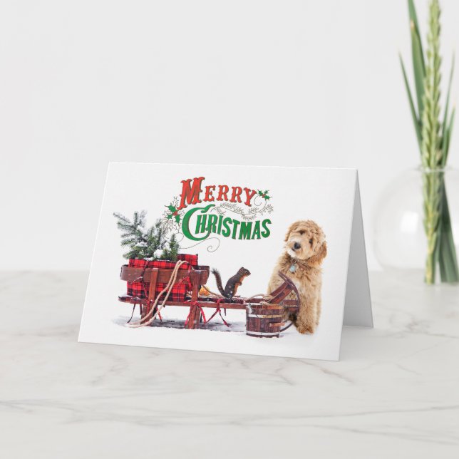 Cartão Cachorro Doodle Natal (Frente)