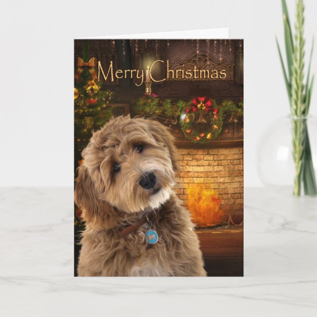Cartão Cachorro Doodle Natal (Frente)