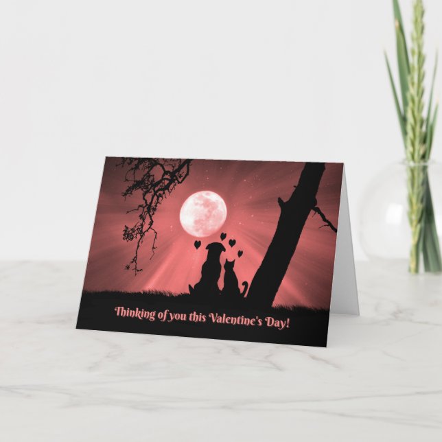 Cartão Cachorro e Gato Super Fofos Geral Feliz Dia dos Na (Frente)