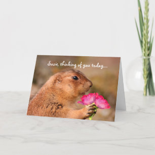 Cartão Cachorro Engraçado Bonito, Prairie, Fazendo Flores