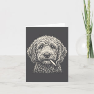 Cartão Cachorro Engraçado Fumando Cigarro Golden Doodle