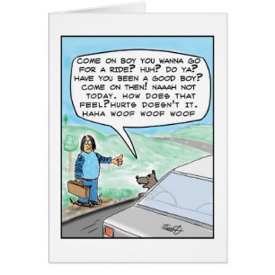 Cartão cachorro engraçado indo para um desenho animado