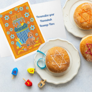 Cartão Cachorro Engraçado Personalizado Tan Dog Hanukkah