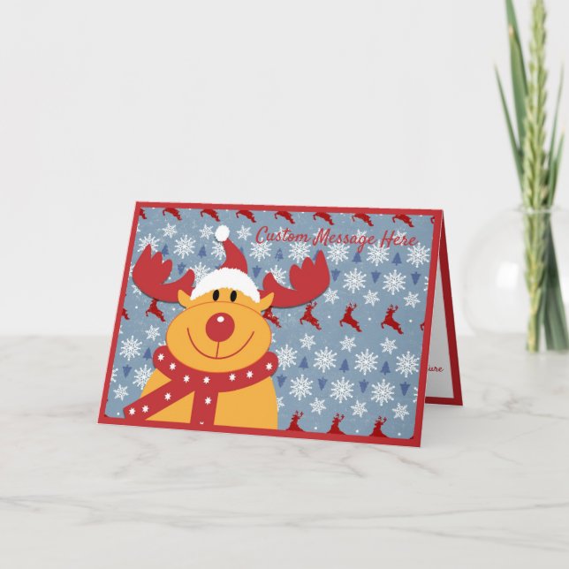 Cartão Cachorro Engraçado Reindeer Orelha Feriado de Nata (Frente)