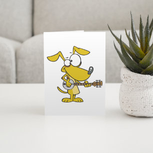 Cartão Cachorro Engraçado Tocando Música de Banjo