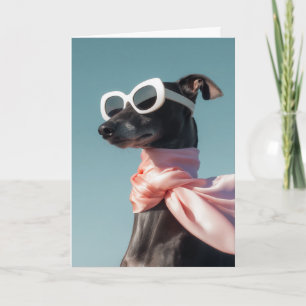 Cartão Cachorro Estiloso com Óculos de Sol Lenço