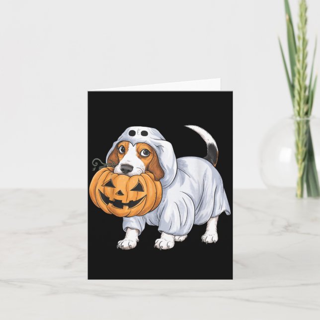 Cartão Cachorro Fantasma Beagle Halloween (Frente)