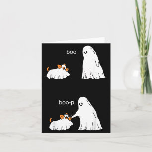 Cartão Cachorro Fantasma Bonito Corgi Halloween Boo Boop