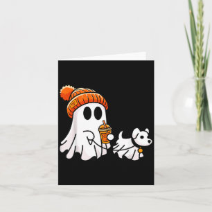 Cartão Cachorro Fantasma Engraçado Fantasia de Halloween