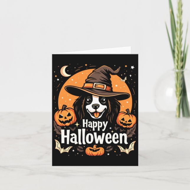 Cartão Cachorro Feliz Halloween Manga Longa (Frente)