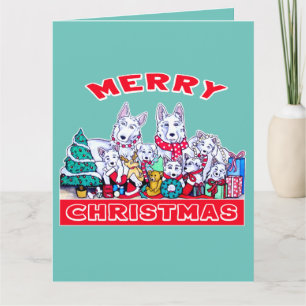 Cartão Cachorro Feliz Natal Feriado Branco Feriado GSD Di