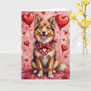 Cartão Cachorro Finlandês Lapphund no Dia dos Namorados s