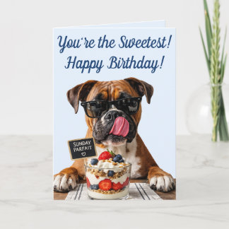 Cartão Cachorro Fofo & Aniversário de Doces
