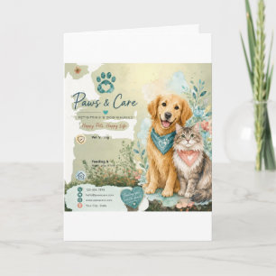 Cartão Cachorro Fofo E Gato Pet Sitter Cão Caminhante Sau