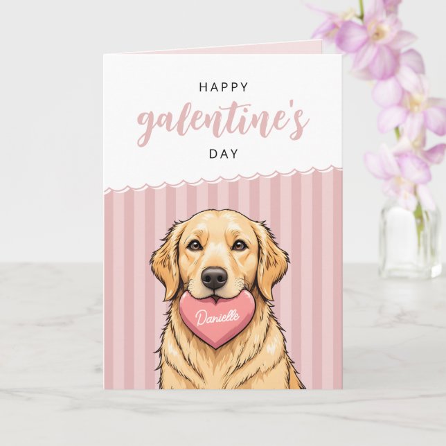 Cartão Cachorro Fofo Moderno com Coração Feliz Dia das Ga (Orquídea)