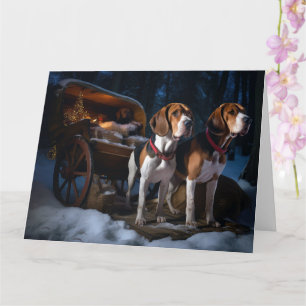 Cartão Cachorro Foxhound Inglês Americano Neve Trineo Nat