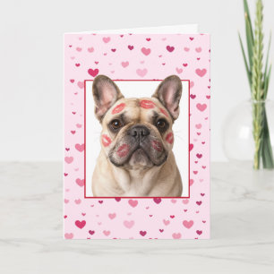 Cartão Cachorro francês do Dia Mais Doce com Beijos
