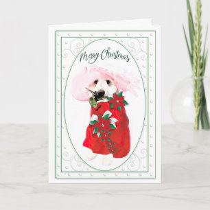 Cartão Cachorro Fun Golden Doodle Natal, Poinsettias