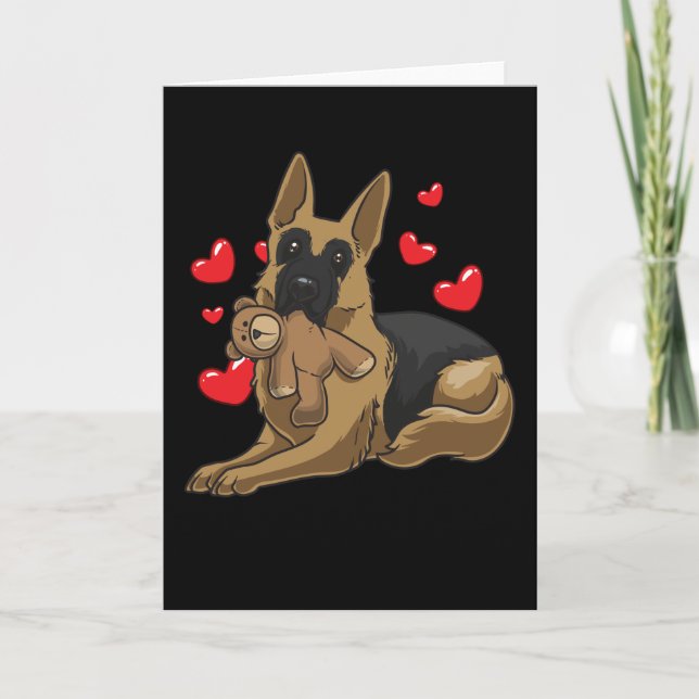 Cartão Cachorro german shepherd com coração (Frente)