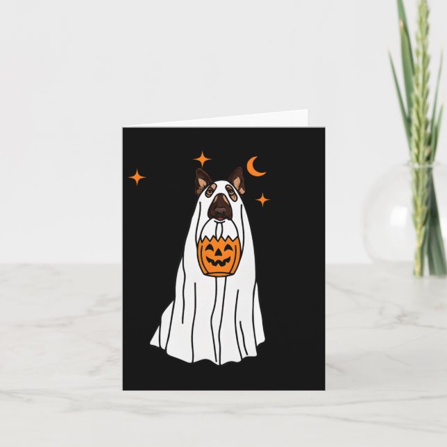 Cartão Cachorro german shepherd E Abóbora No Halloween Fu (Frente)