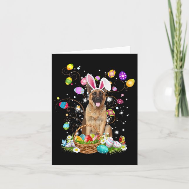 Cartão Cachorro german shepherd Páscoa Ovina caçadora de  (Frente)