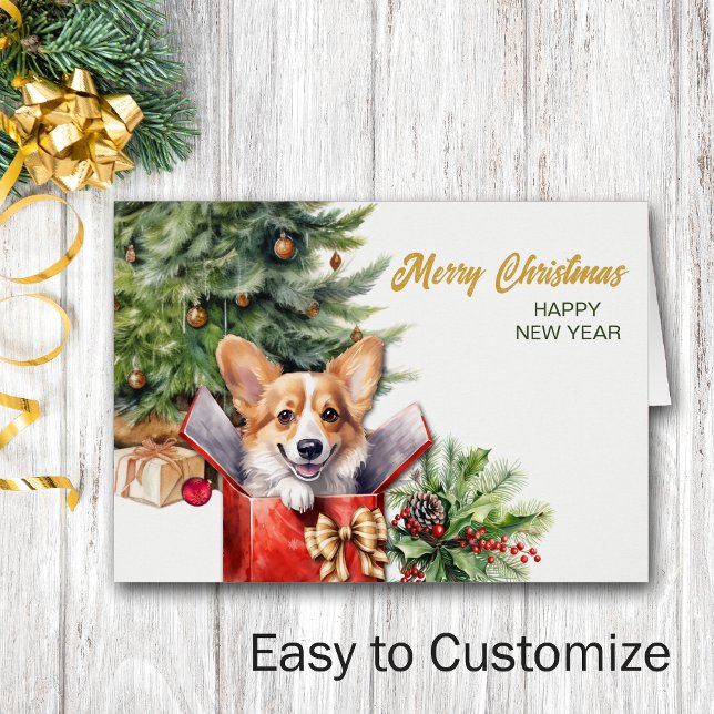 Cartão Cachorro Gift de Corgi, Surpresa de Natal (Criador carregado)