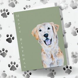 Cartão Cachorro Golden Retriever em Aquarela Aniversário 