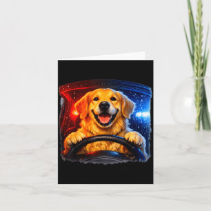Cartão Cachorro golden retriever engraçado dirigindo humo