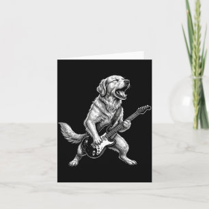 Cartão Cachorro Golden Retriever Engraçado Tocando Guitar