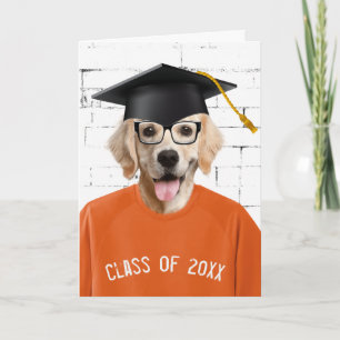 Cartão Cachorro Golden Retriever Graduado com Boina Preta