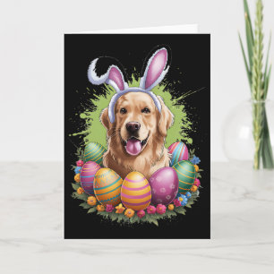 Cartão Cachorro Golden Retriever Orelhas de Coelho Ovos d