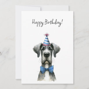 Cartão Cachorro Grande com um Pequeno Chapéu de Aniversár