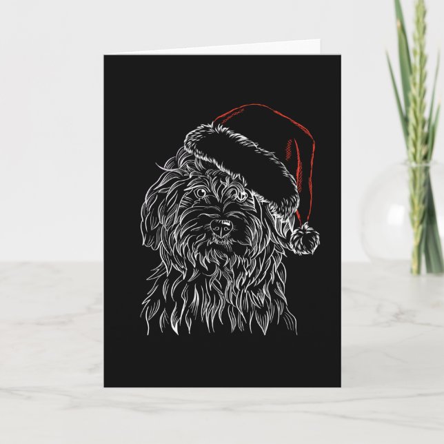 Cartão Cachorro Havanês Chapéu do Papai Noel (Frente)