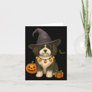 Cartão Cachorro Havanês Preto e Branco de Halloween
